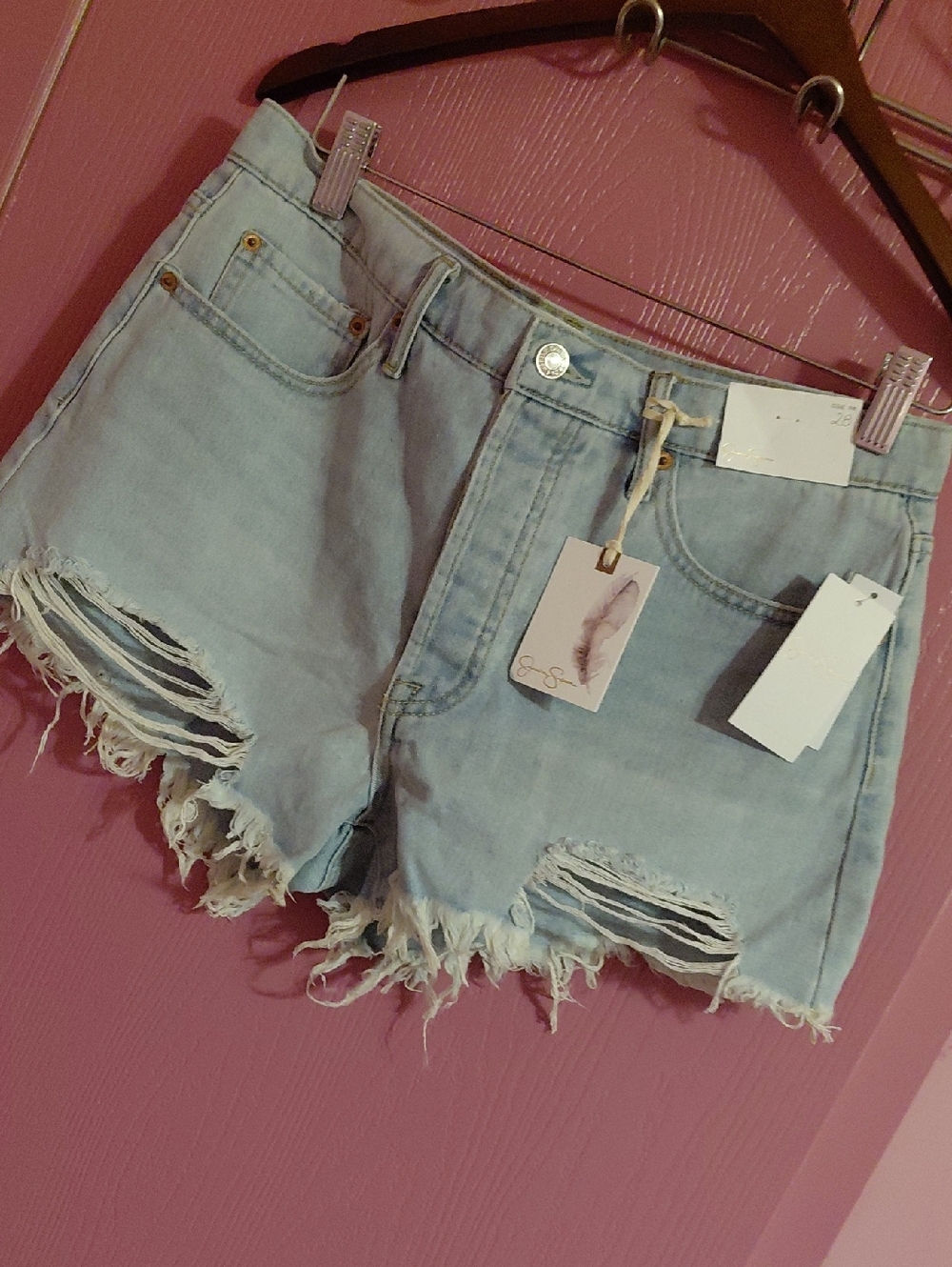 Jessica Simpson Light Blue Distressed Denim Cutoff Shorts